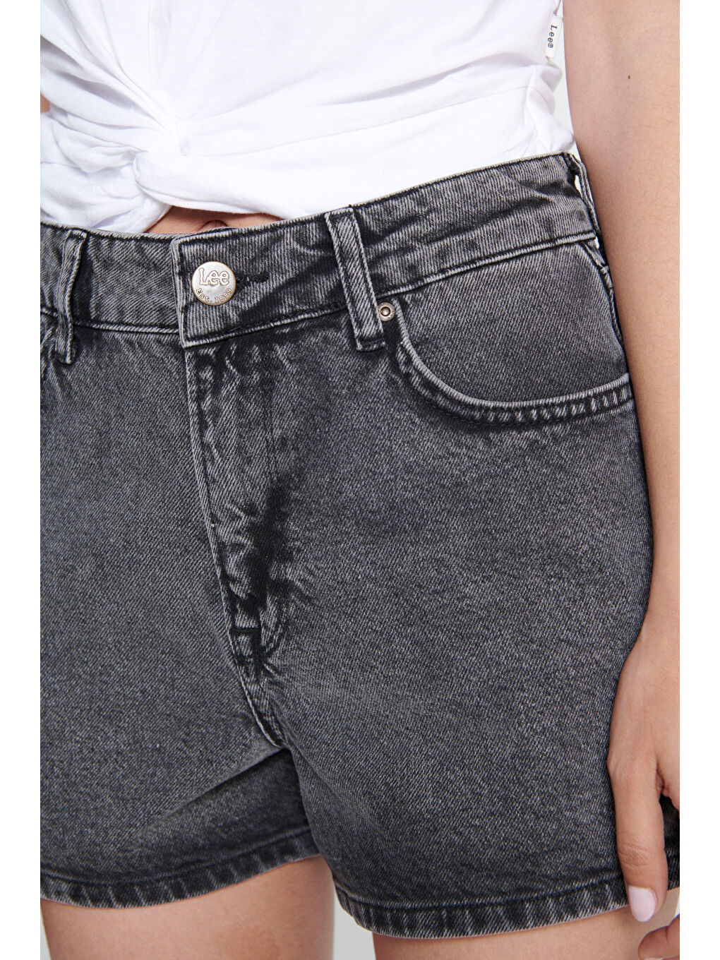 Gri Regular Fit Normal Kesim 5 Cep Jean Şort-3