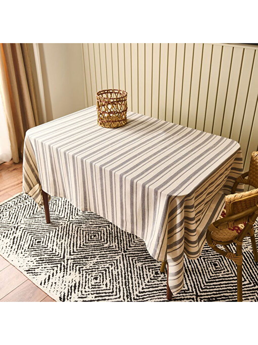 Soft Alno Masa Örtüsü - Ekru / Antrasit - 140x200 cm-4