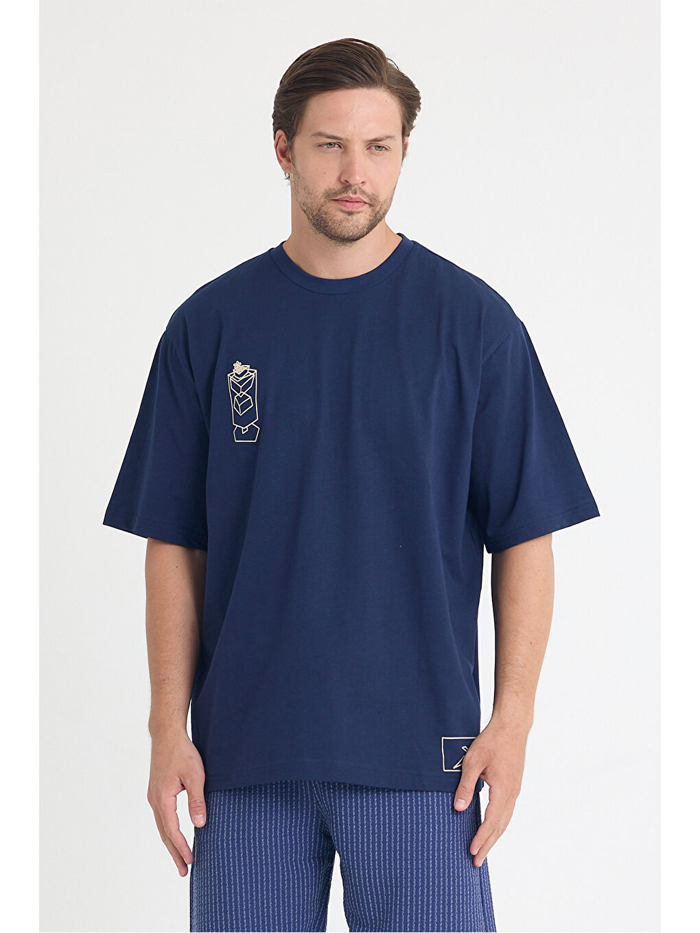 Erkek Relaxed 002 Oversize Lacivert T-Shirt