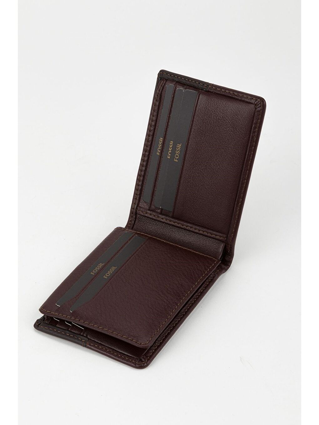 Kahverengi Kutulu Hakiki Deri Yatay Dikişli Taba El Portföyü Kartlık Cüzdan-1