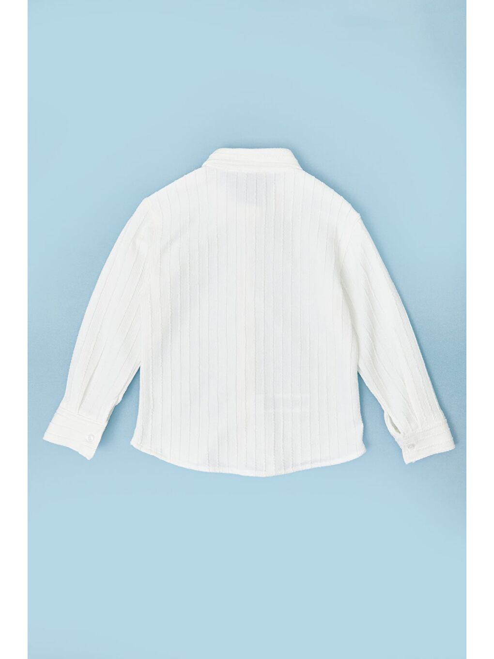 Beyaz Jakarlı Düğmeli Erkek Çocuk Gömlek-2