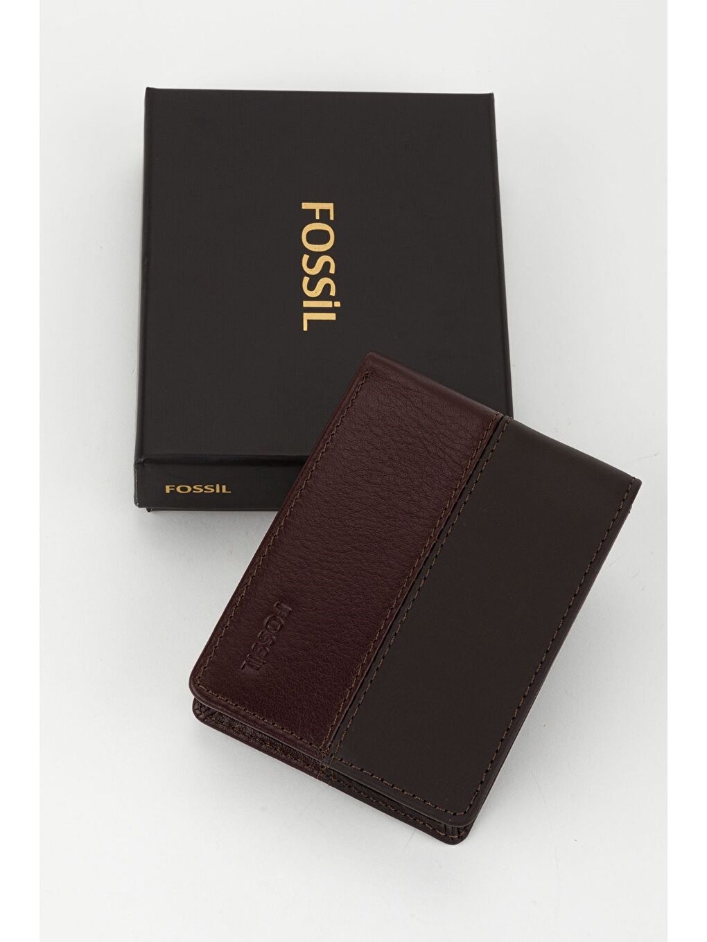 Kahverengi Kutulu Hakiki Deri Yatay Dikişli Taba El Portföyü Kartlık Cüzdan-4