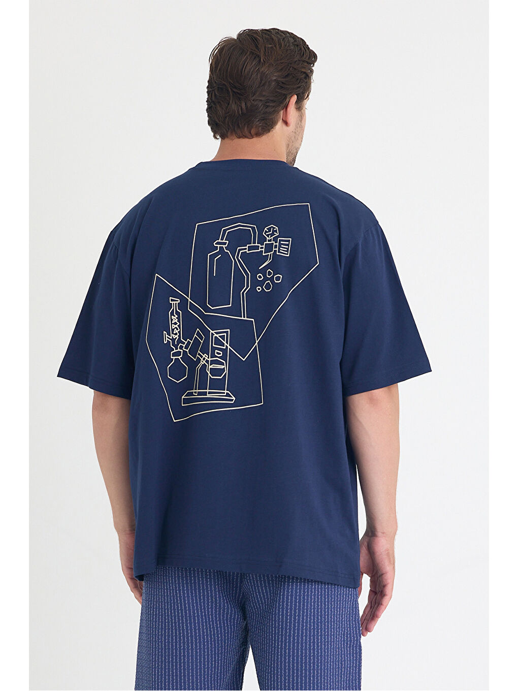 Erkek Relaxed 002 Oversize Lacivert T-Shirt-2