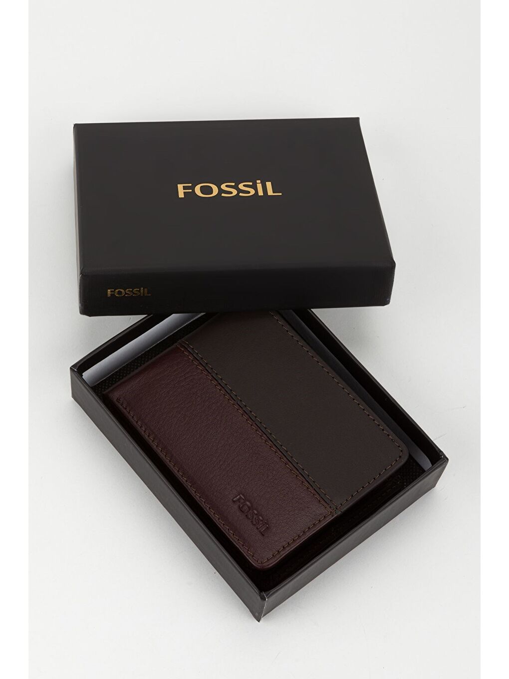 Kahverengi Kutulu Hakiki Deri Yatay Dikişli Taba El Portföyü Kartlık Cüzdan-5