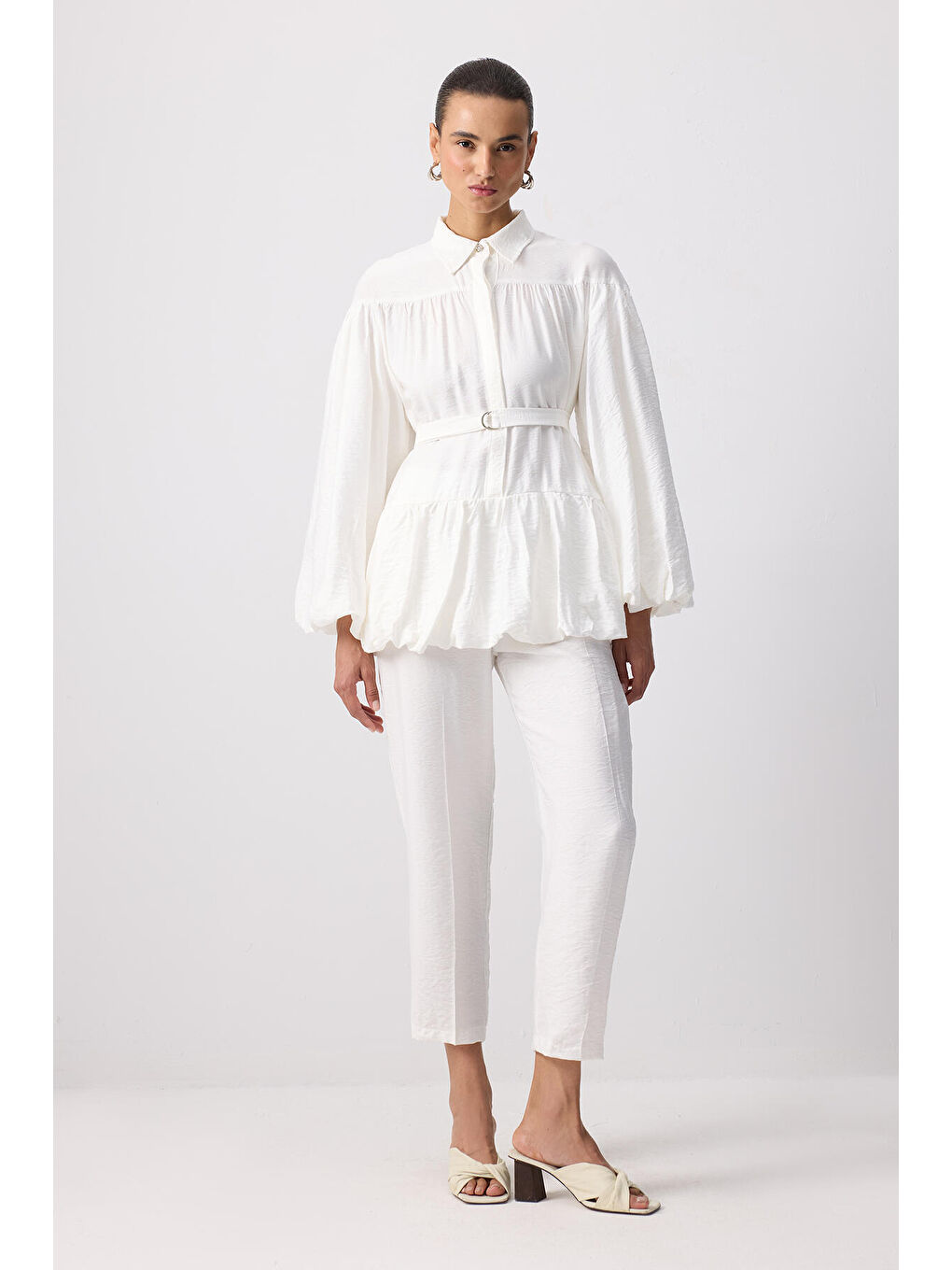 Ekru Kupra Gömlek Pantolon Takım