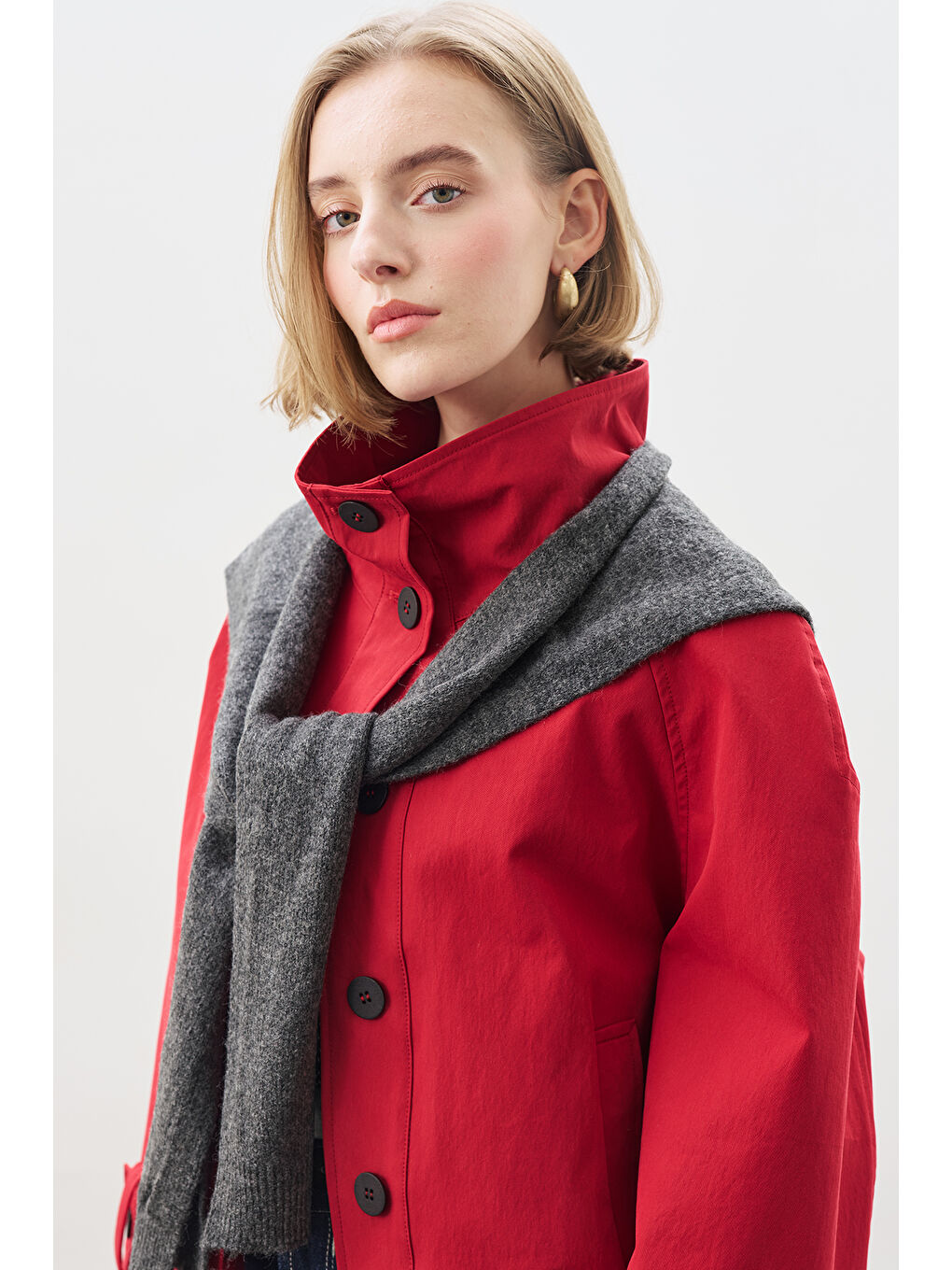 Kare Yaka Bağlamalı Triko Atkı Antrasit-3