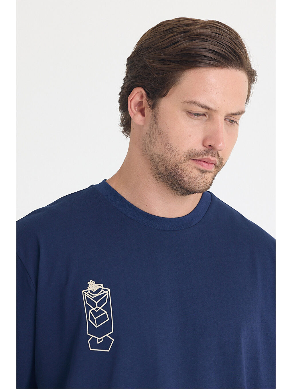 Erkek Relaxed 002 Oversize Lacivert T-Shirt-4