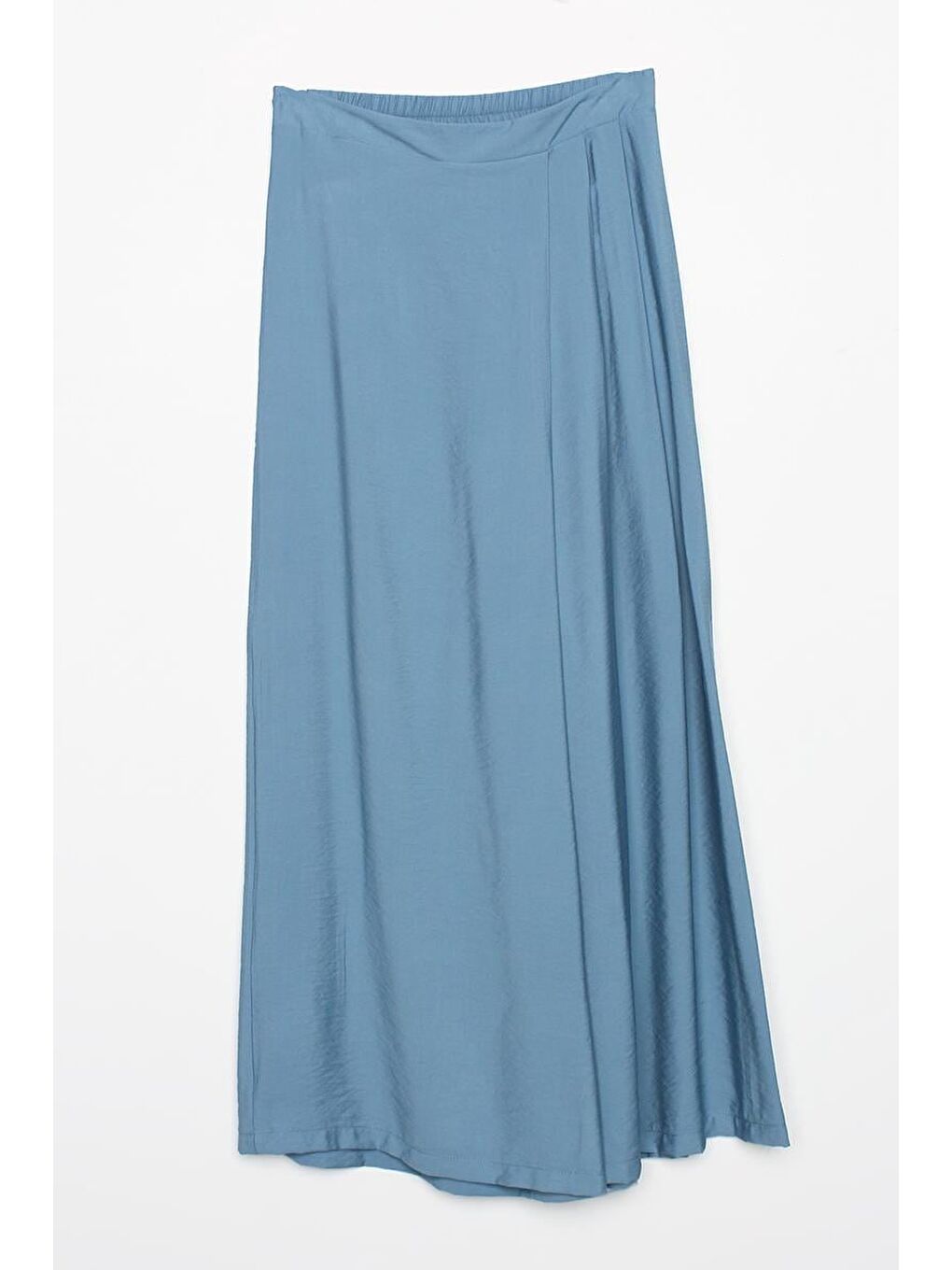 Mavi-Beli Lastikli Önü Pileli Bol Paça Pantolon-5