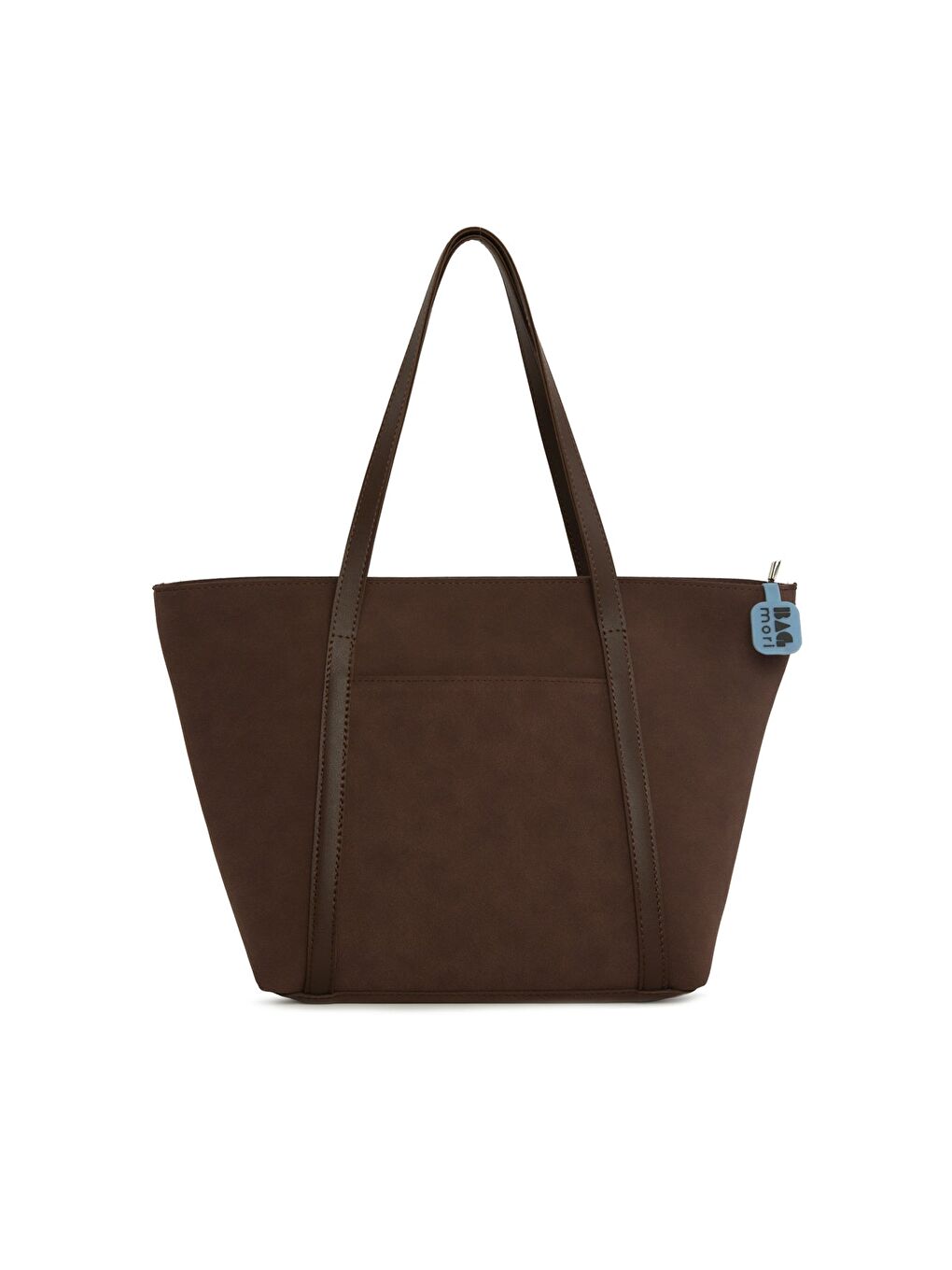 Kahverengi Deri Şeritli Cepli Fermuarlı Nubuk Tote Çanta-3