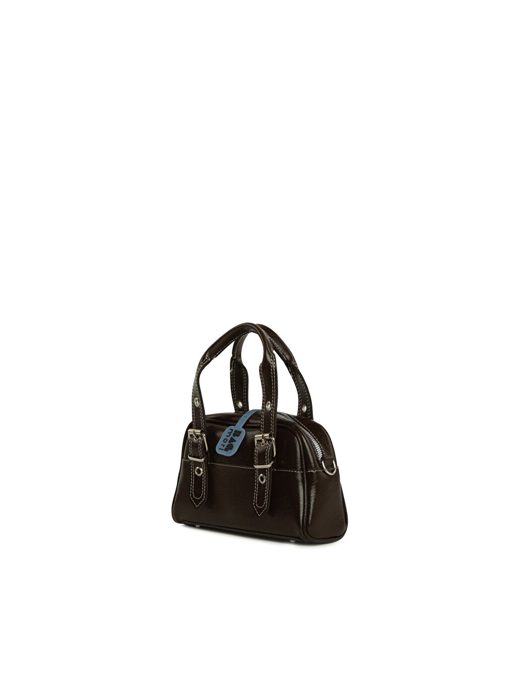 Kahverengi Kontrast Dikişli Kemerli Çanta-1