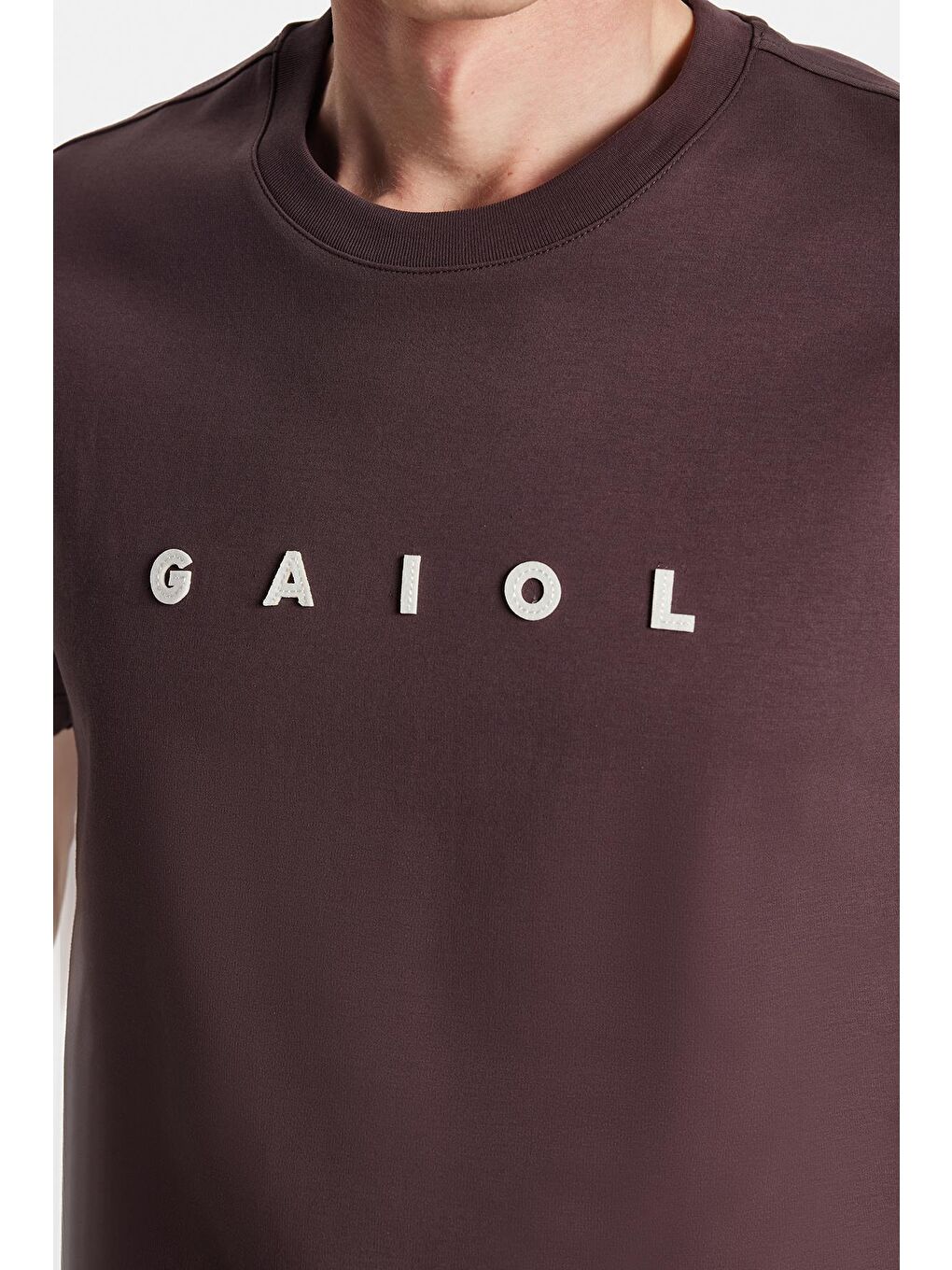 Relax Fit Rahat Kesim Pamuklu Ön Ve Arka Baskı Detaylı Bisiklet Yaka Kahverengi Erkek Tişört-3