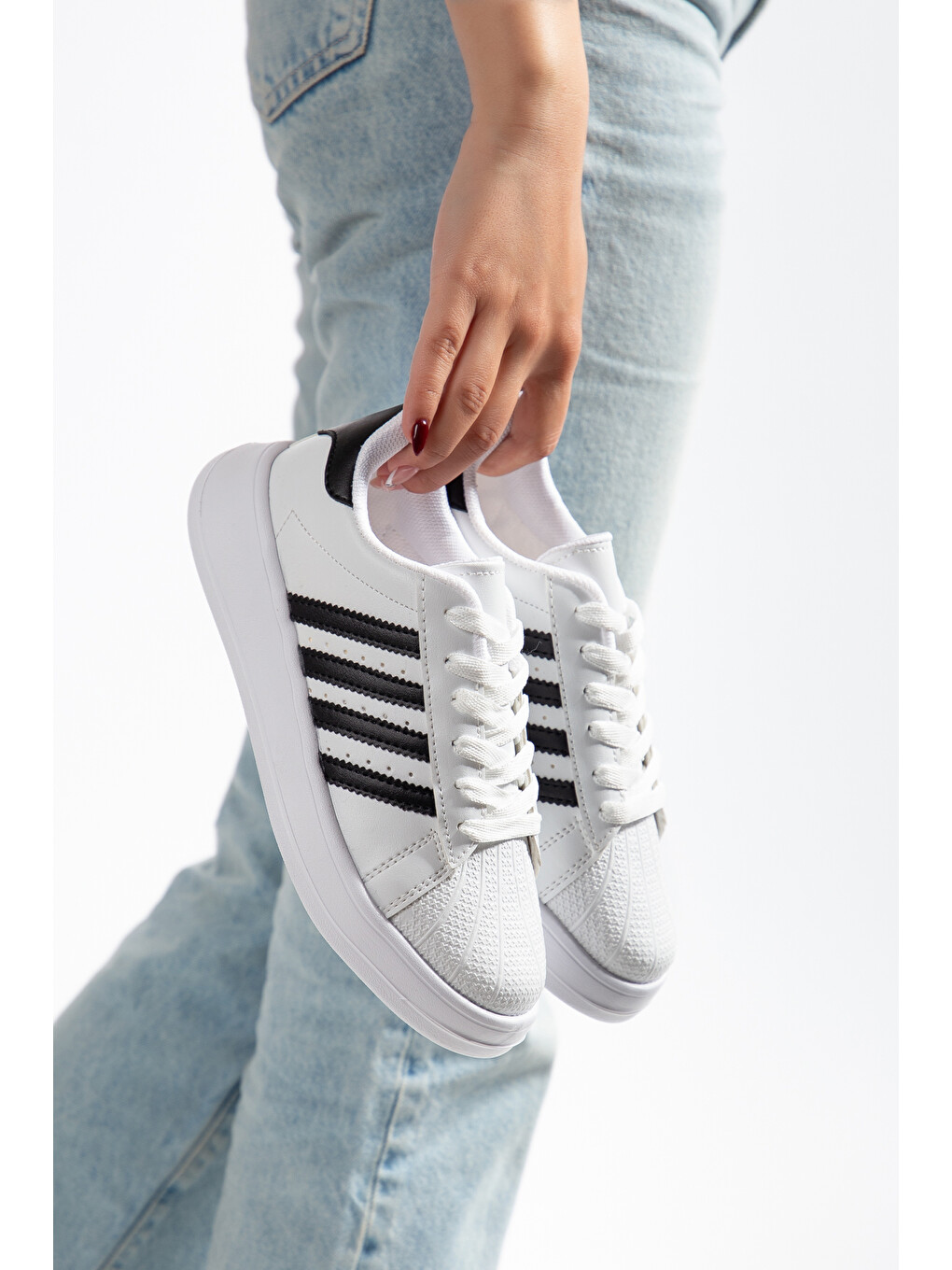 Beyaz D0595 Günlük Oroptedik Kadın Sneaker Spor Ayakkabı-1
