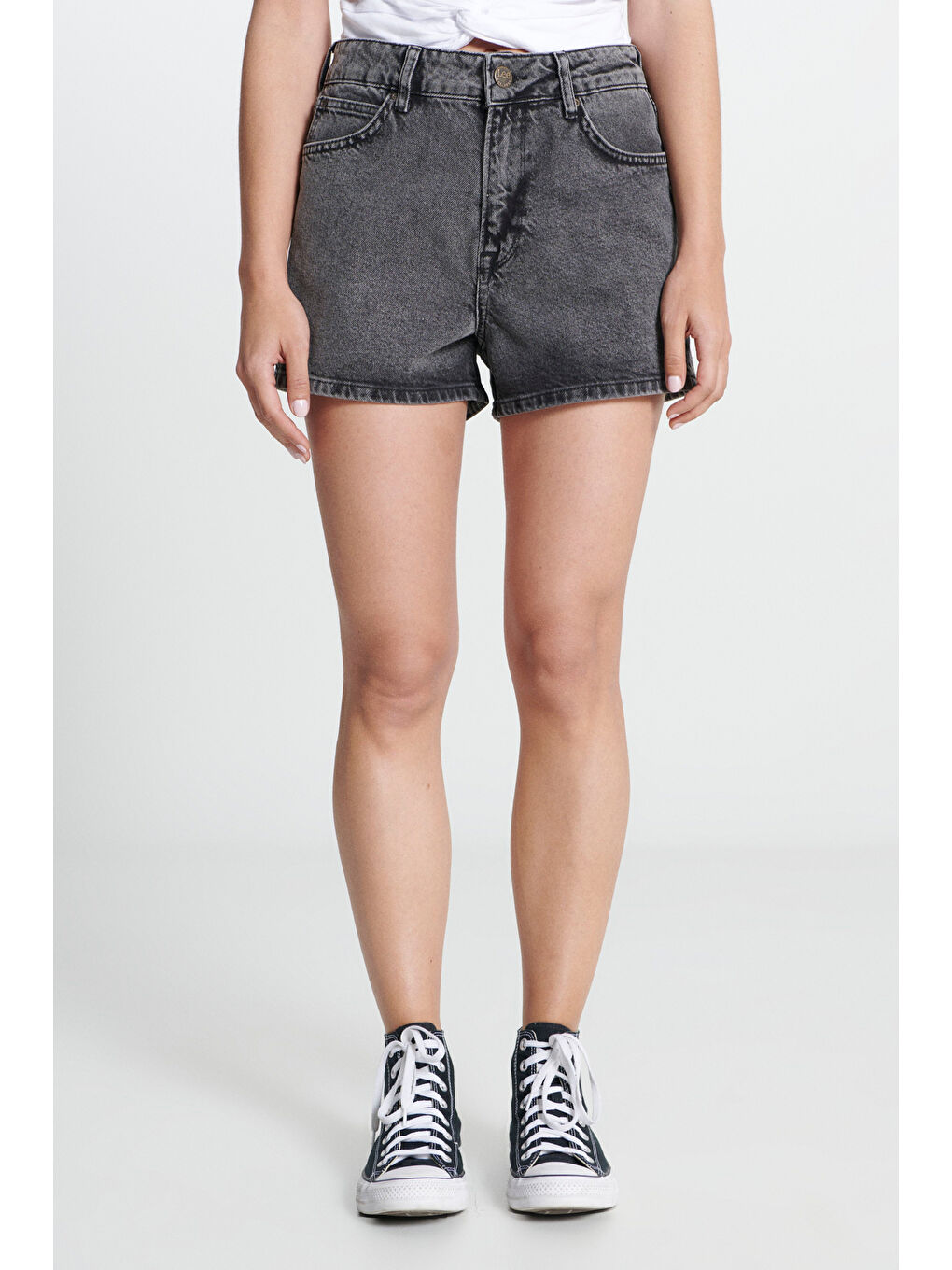 Gri Regular Fit Normal Kesim 5 Cep Jean Şort-5