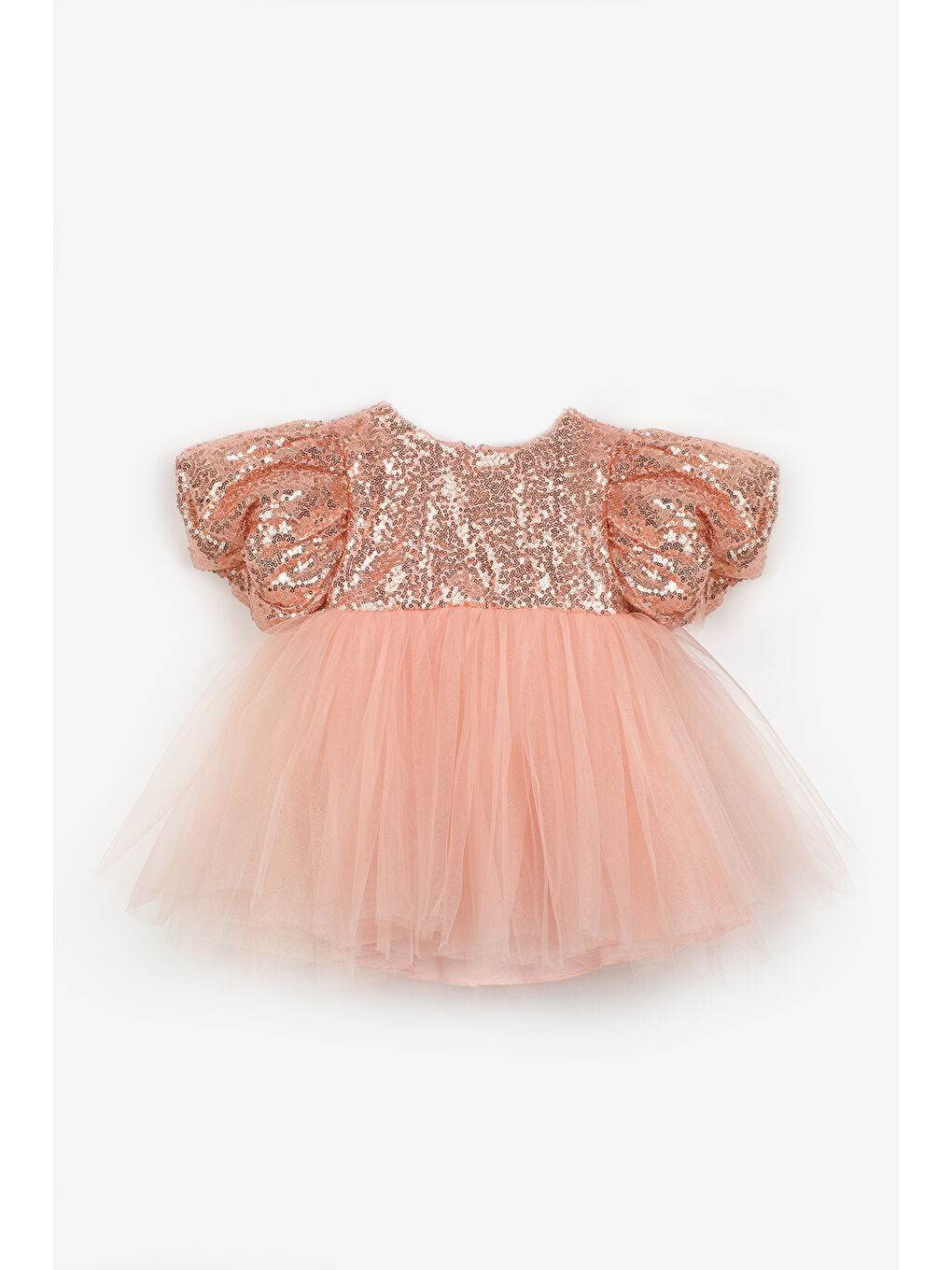 Kırmızı Rose Fiyonk Detaylı Pullu Kız Bebek Elbise - Amber