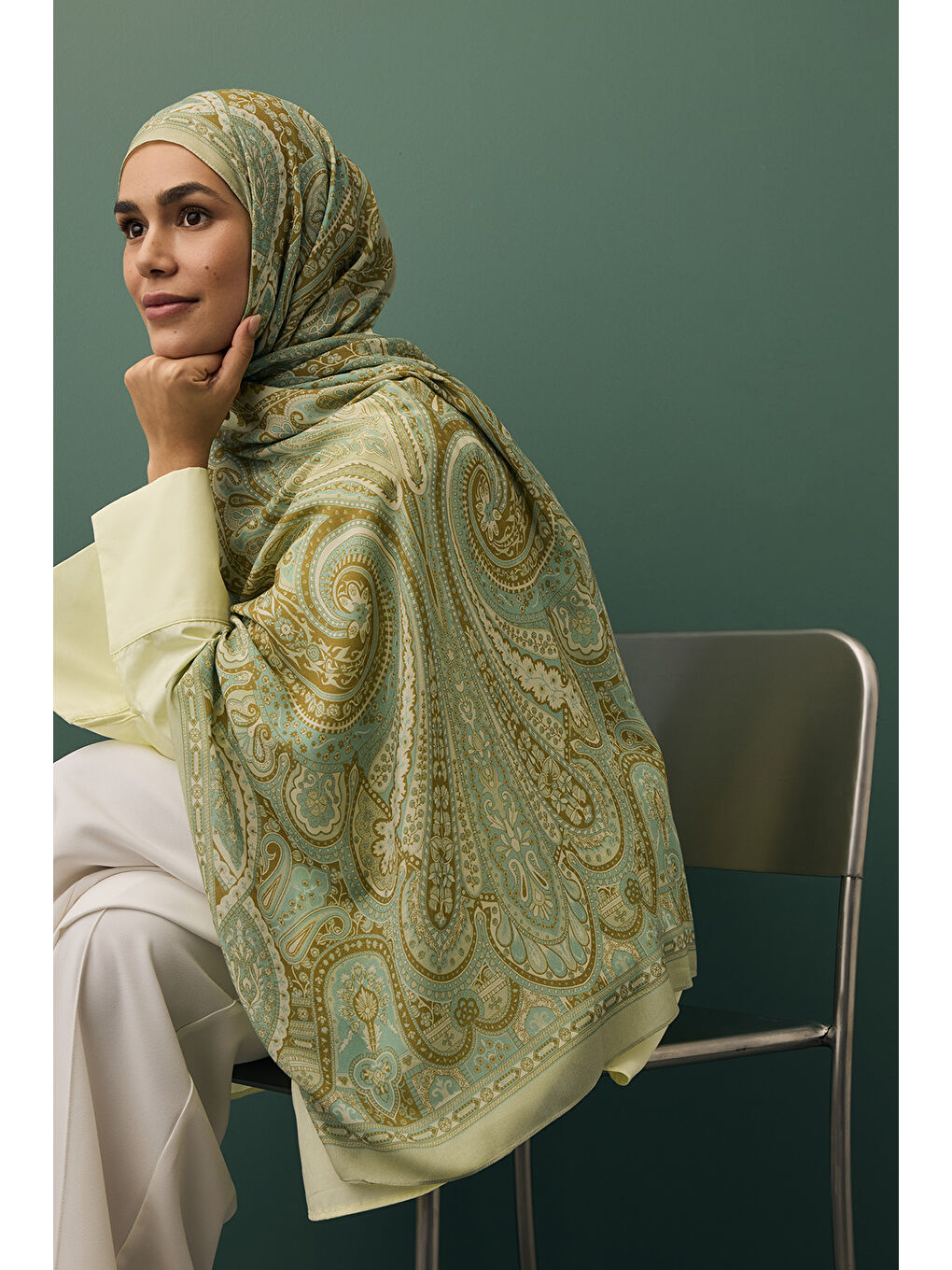 Deluxe Summer Şal Alice Çağla Yeşili-9