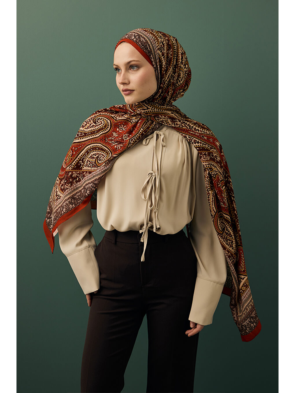 Kahverengi Deluxe Summer Şal Eva Kiremit-2