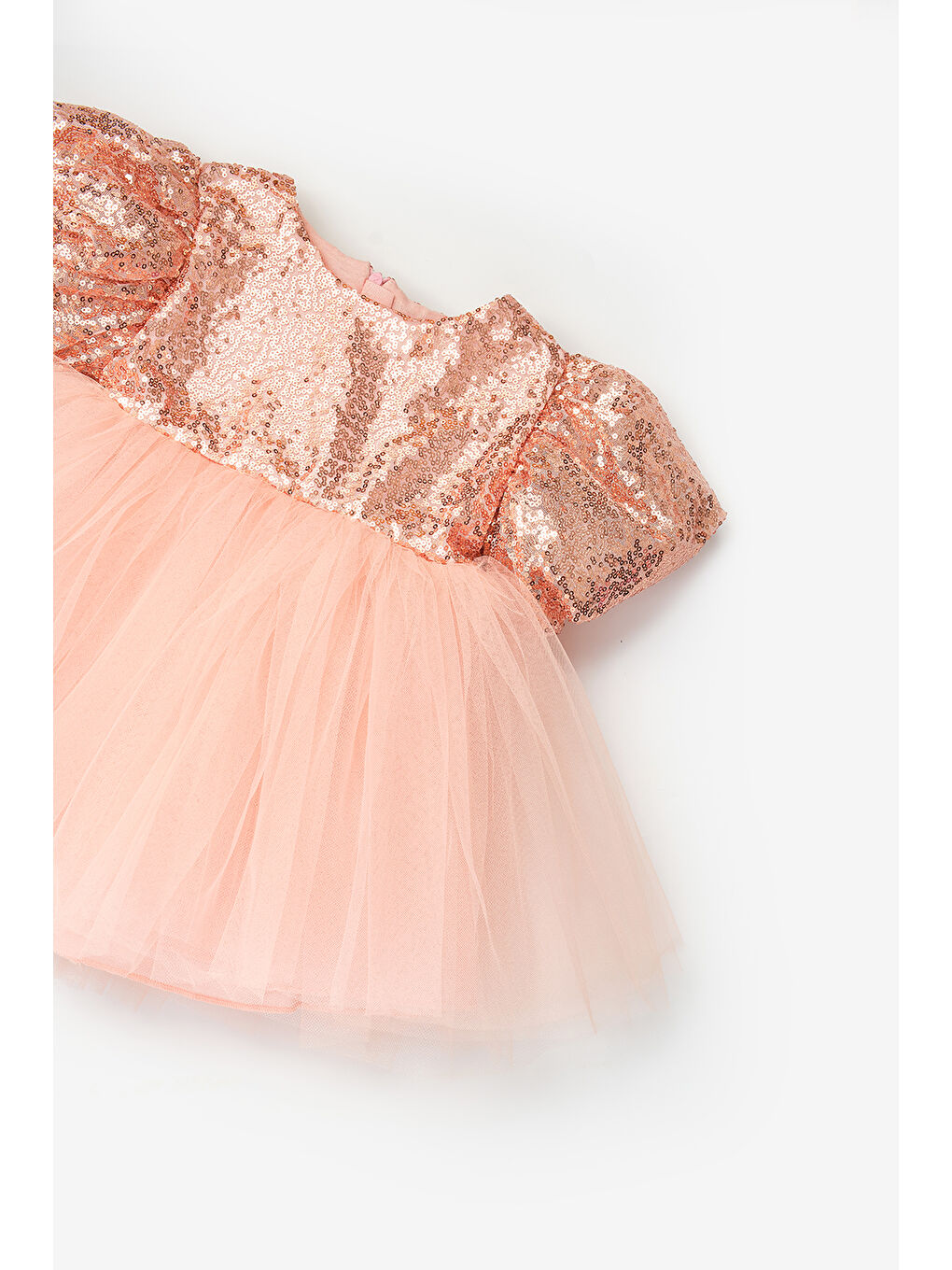 Kırmızı Rose Fiyonk Detaylı Pullu Kız Bebek Elbise - Amber-2