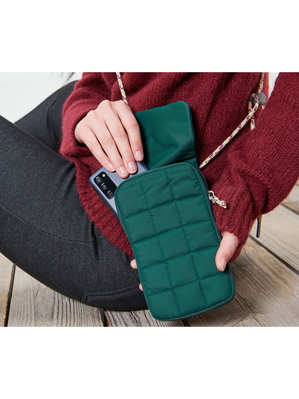 Renksiz Yalıtımlı Akıllı Telefon Çantası, Donma Önl, G.D.PES, Yeşil-2