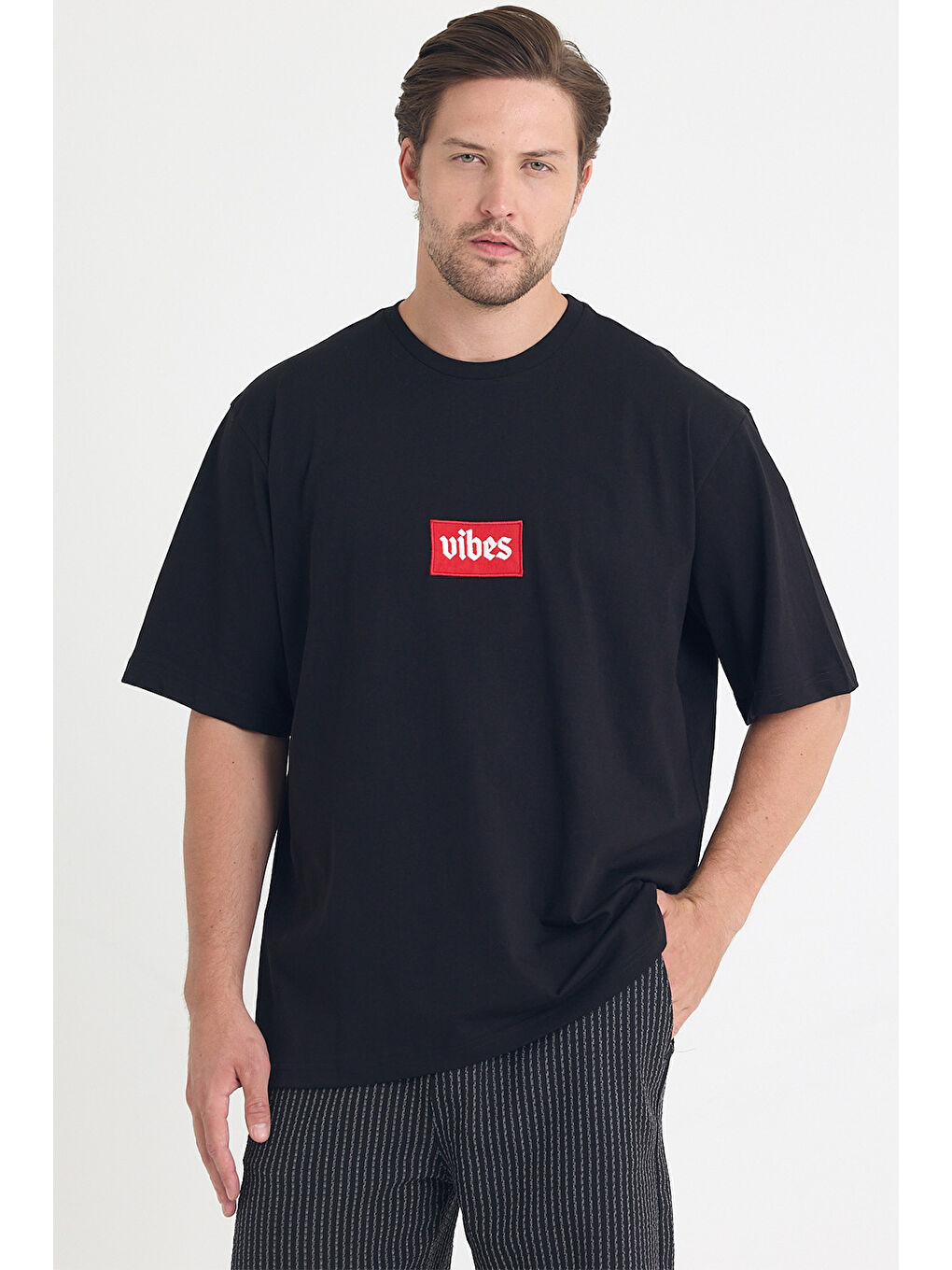 Erkek Relaxed 001 Oversize Siyah T-Shirt-3