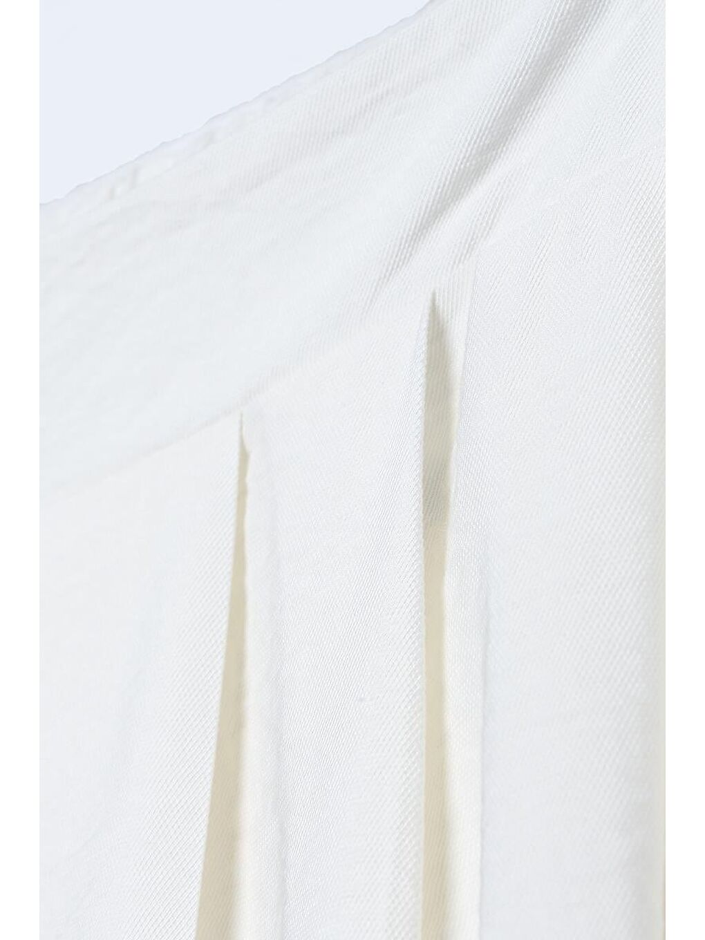 Kırık Beyaz-Beli Lastikli Önü Pileli Bol Paça Pantolon-4