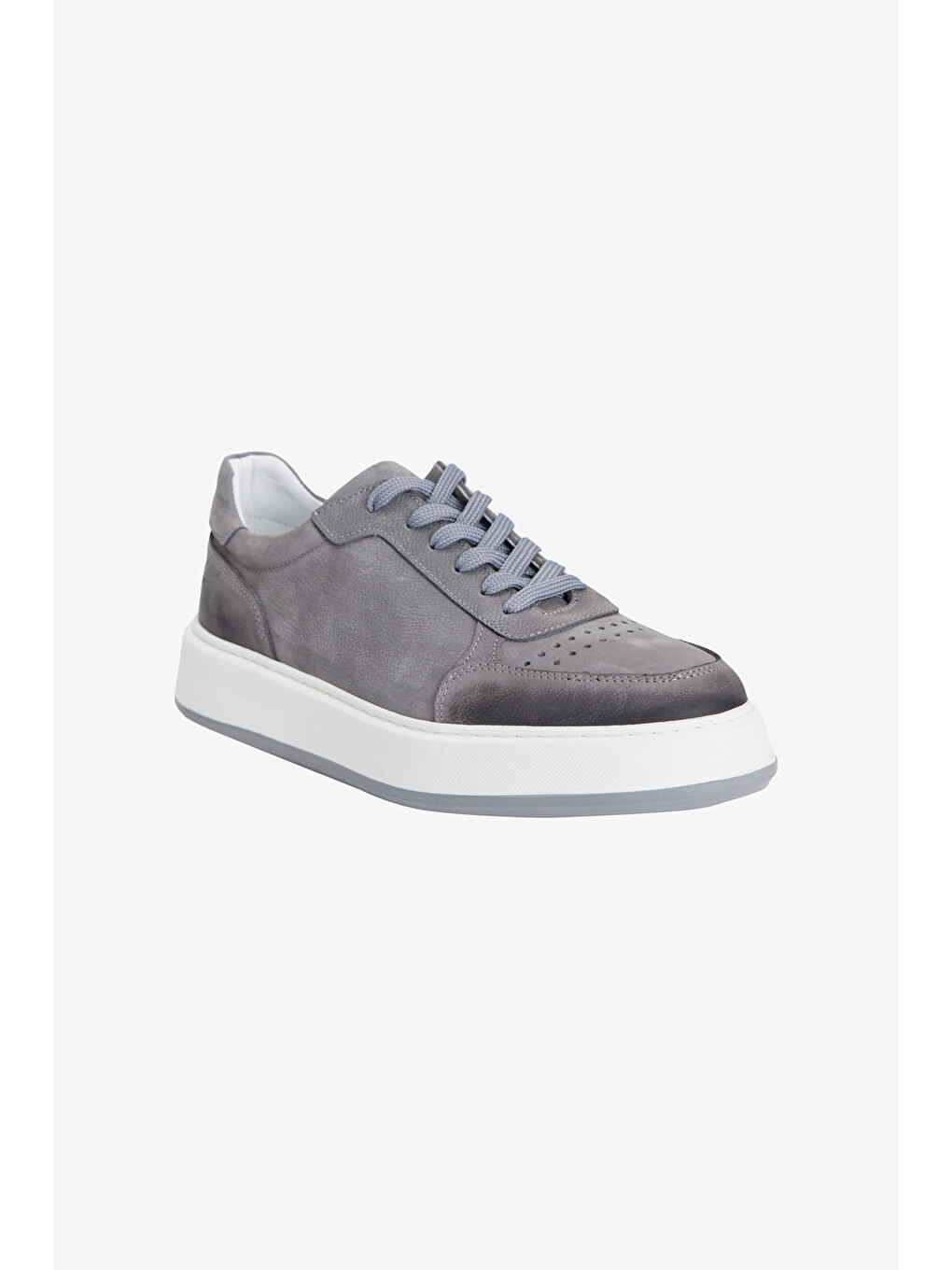 Erkek Gri %100 Nubuk Esnek Rahat Taban Sneaker Ayakkabı-1