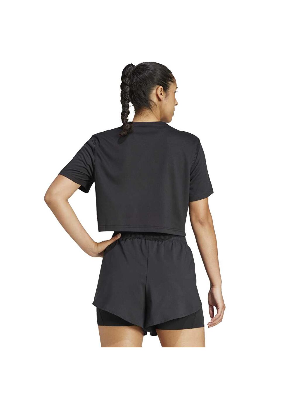 Train Essentials Boxy Workout Kadın Siyah Yuvarlak Yaka Tişört-4