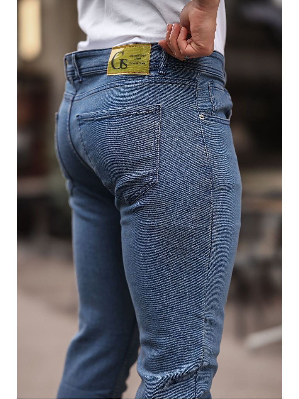 Turkuaz Erkek Slim Fit Yüksek Bel Dar Paça Koyu Mavi Jean Pantolon-2