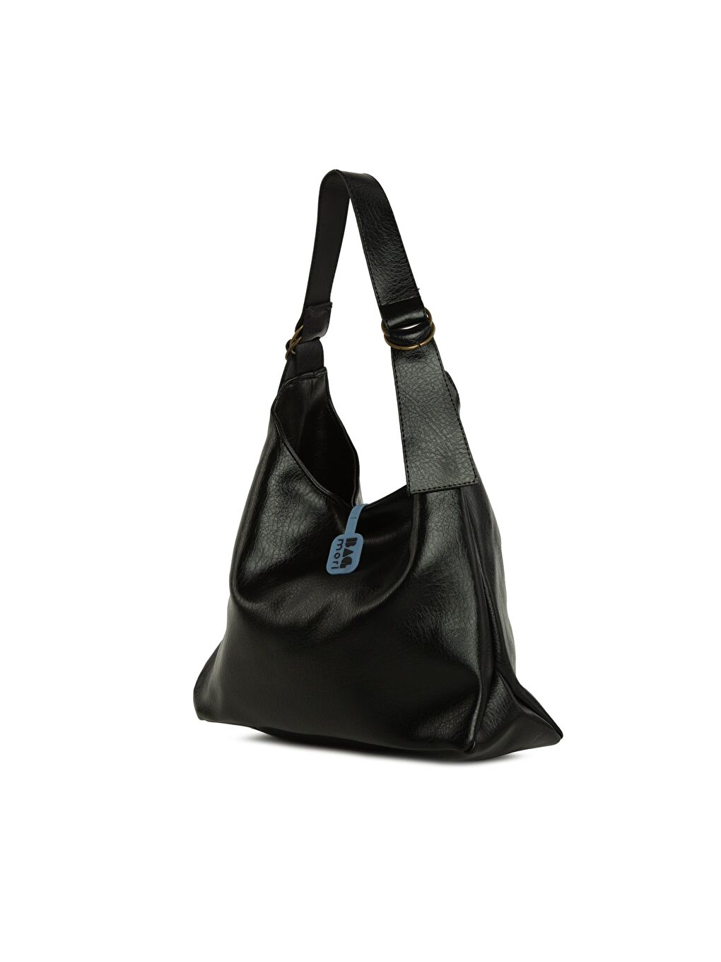 Siyah Yumuşak Dokulu Oval Kemer Detaylı Çanta-1