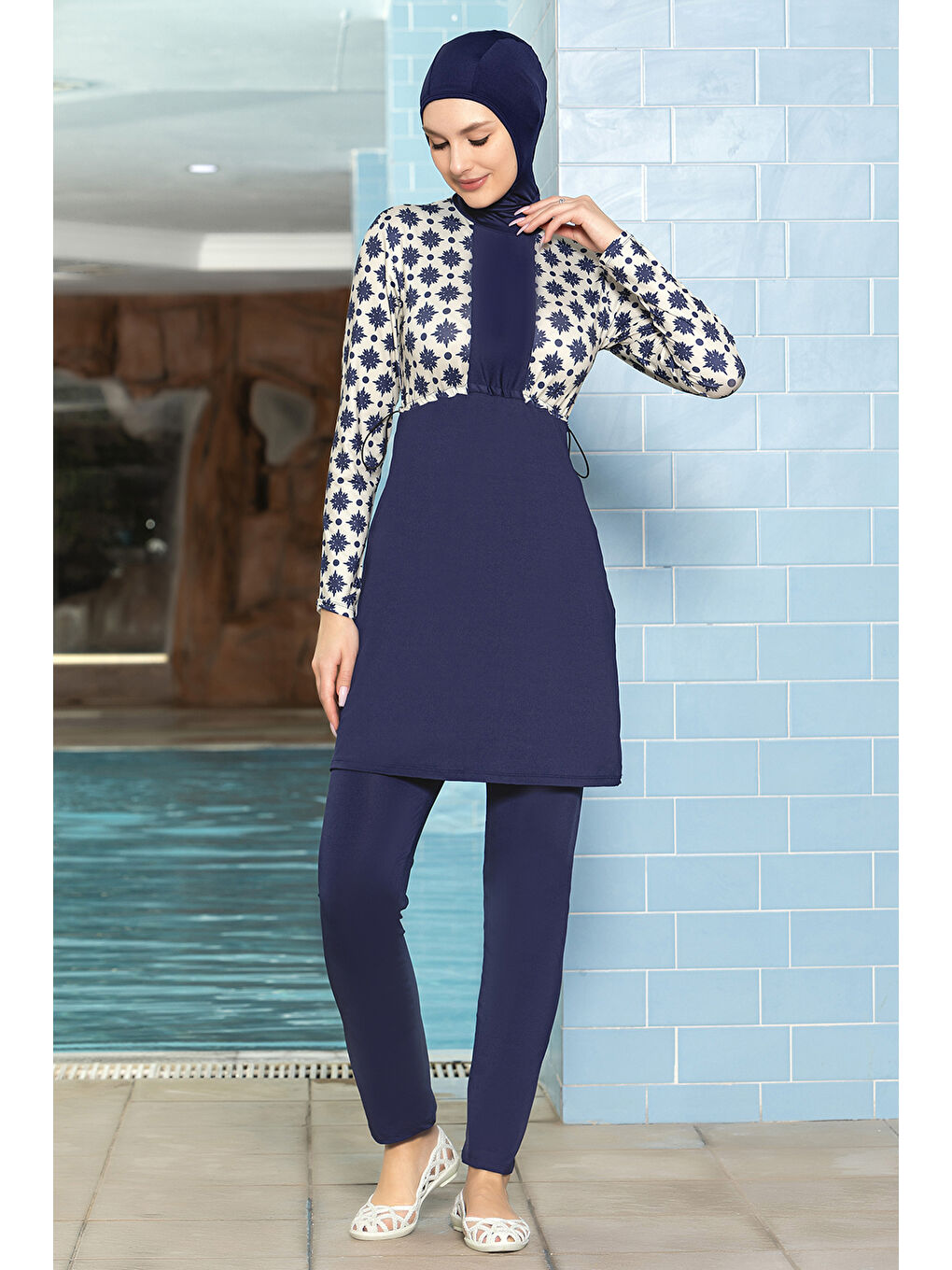 Elastanlı Tam Kapalı Tesettür Mayo 1271 180 Lacivert