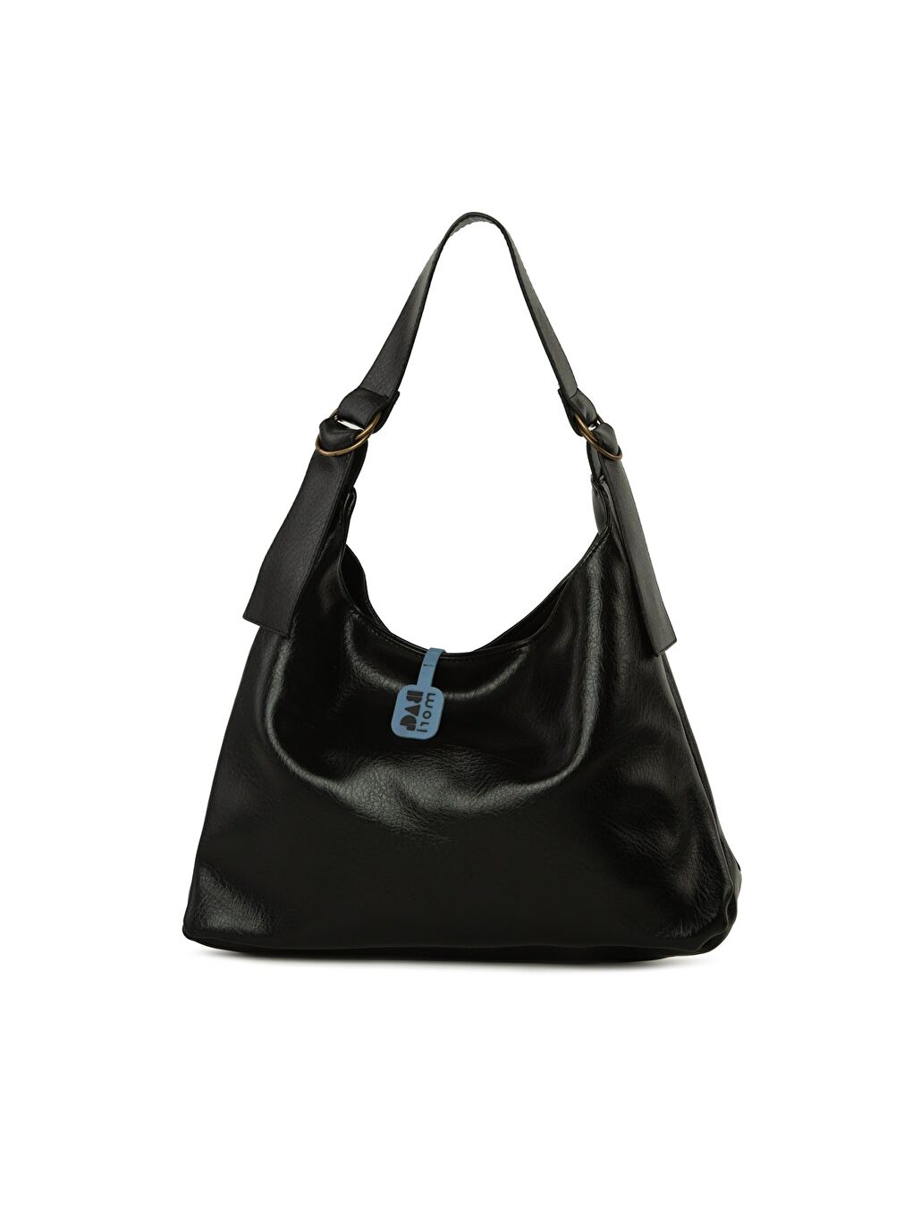 Siyah Yumuşak Dokulu Oval Kemer Detaylı Çanta-2