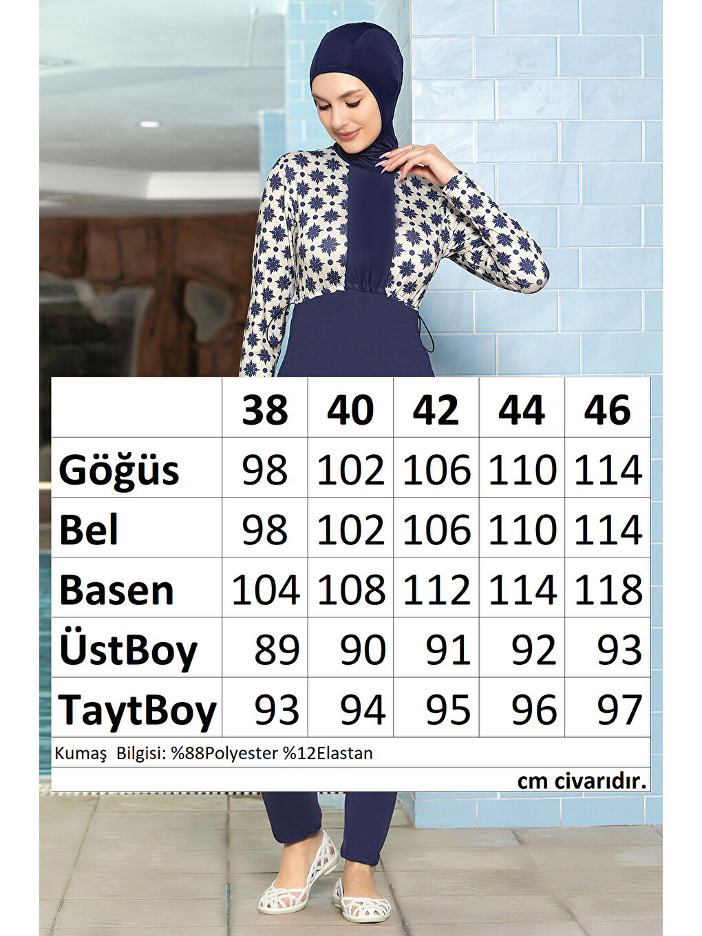 Elastanlı Tam Kapalı Tesettür Mayo 1271 180 Lacivert-2