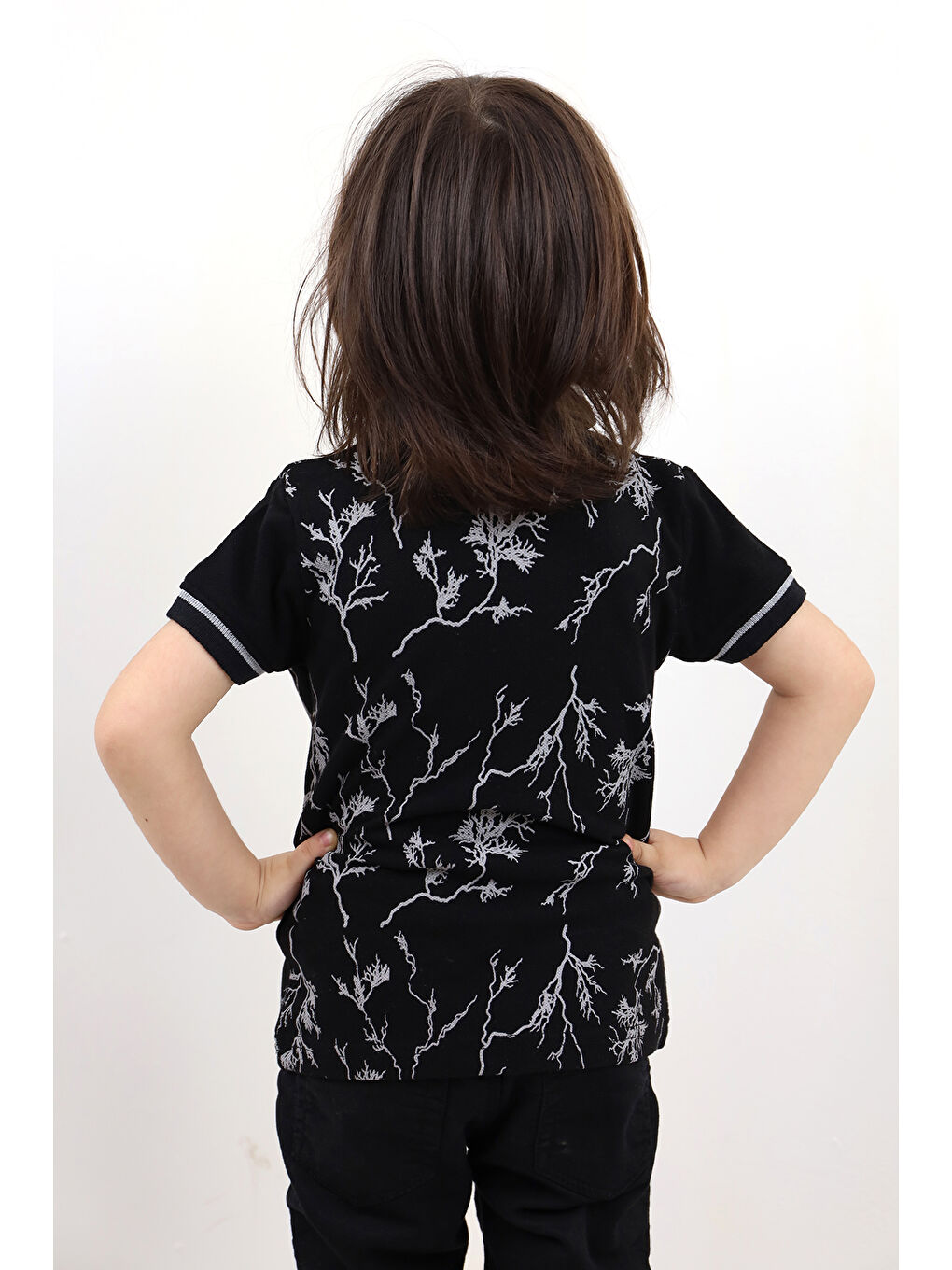 Siyah Erkek Çocuk Baskılı Tişört-1