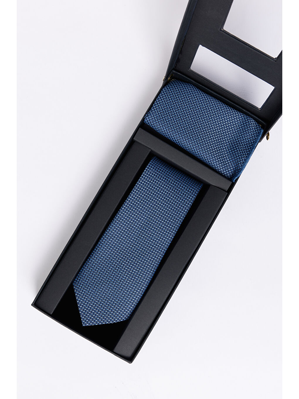 Erkek Mavi-Lacivert Kravat-Mendil Set-1