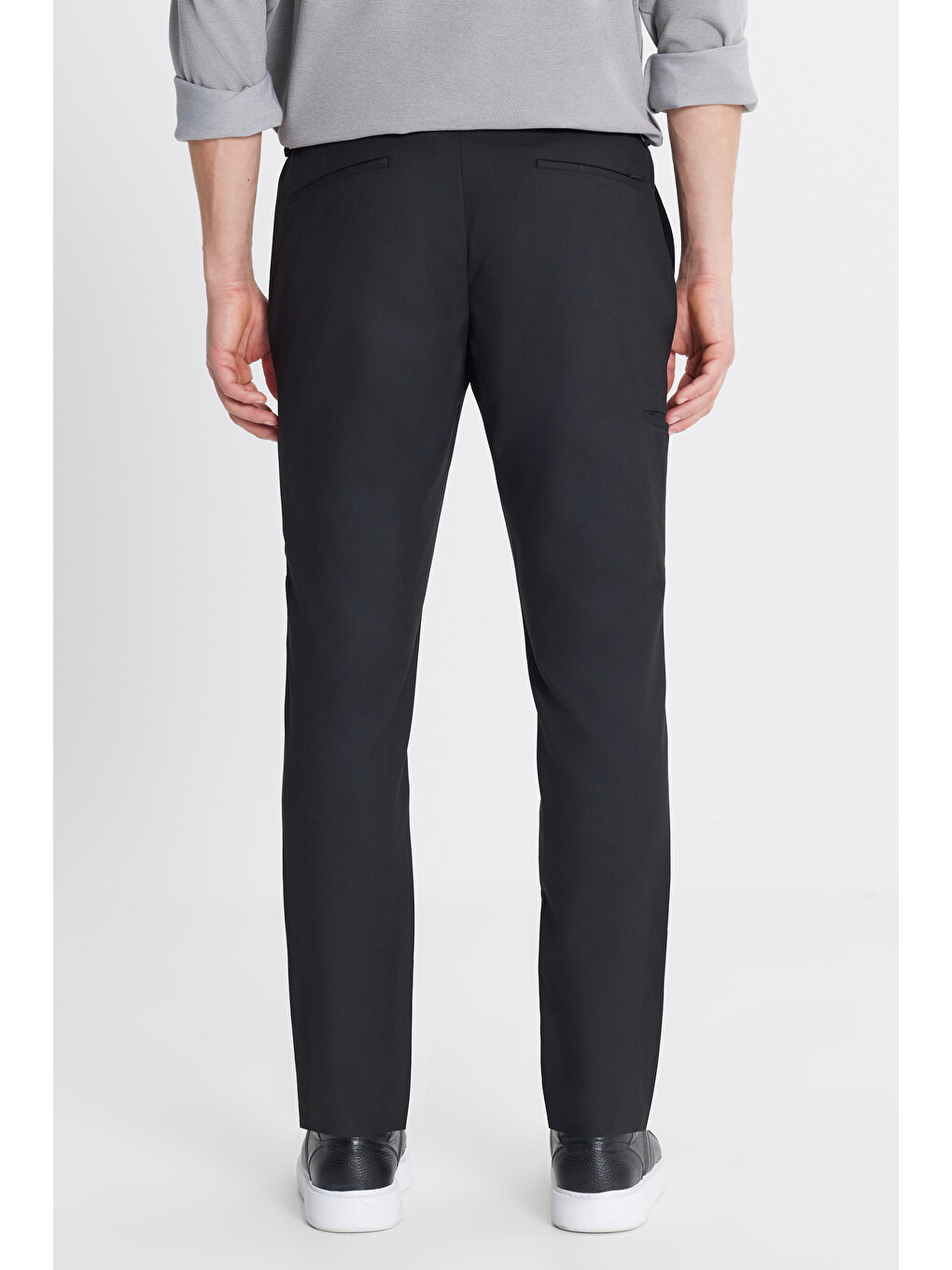 Erkek Siyah Yünlü Slim Fit Dar Kesim Esnek Takım Elbise Pantolonu-4