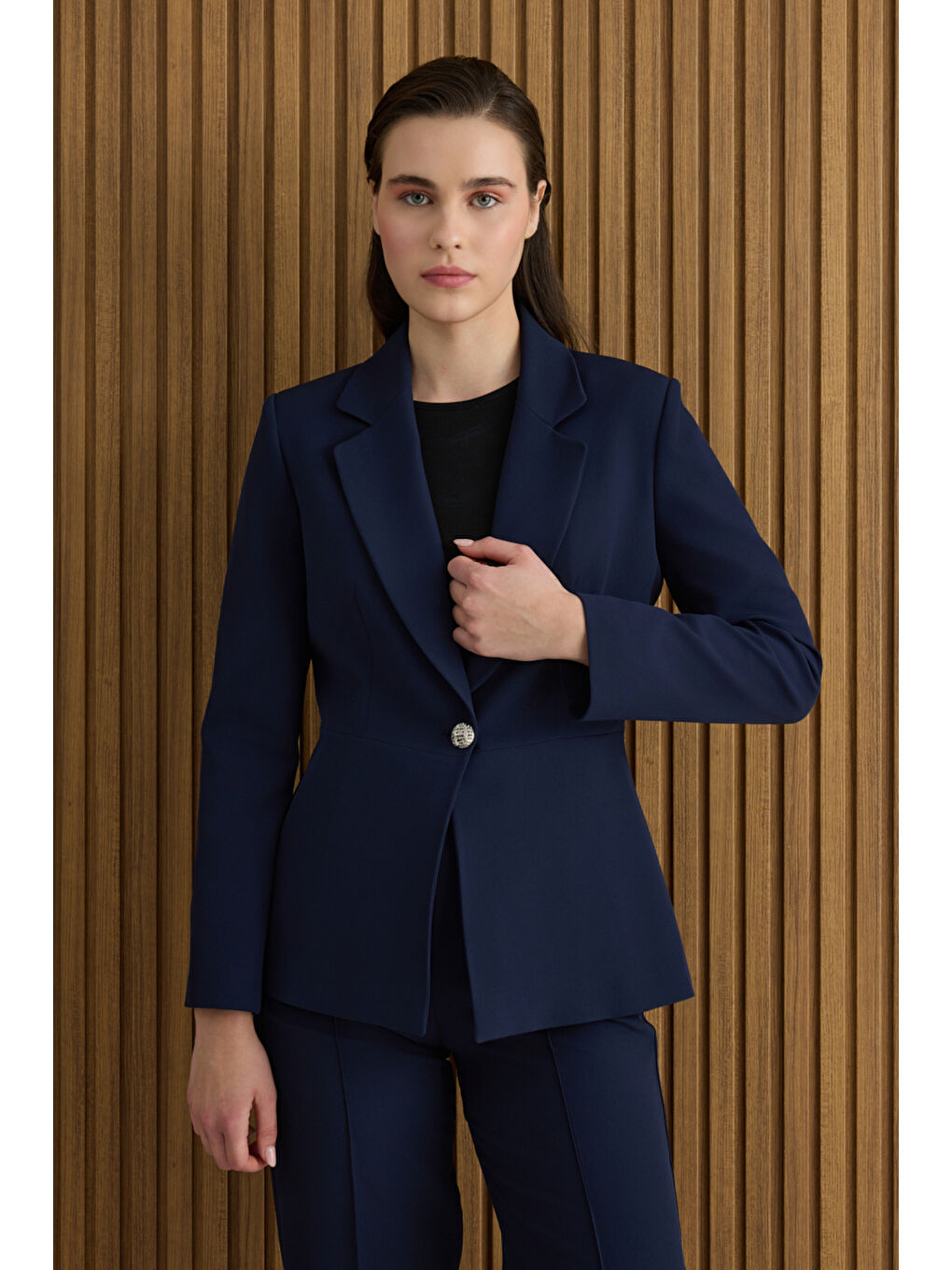 Lacivert Dokuma Ceket-2