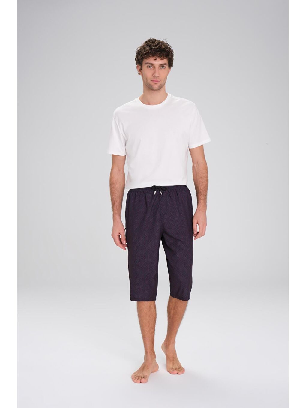 Desenli Siyah Uzun Erkek Havuz Ve Deniz Şortu 249