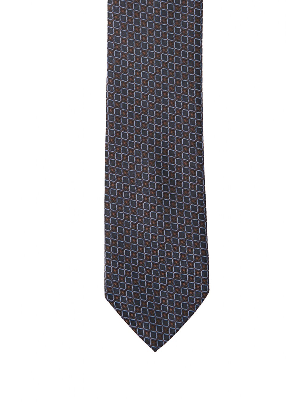 Kahverengi Erkek Kahve-Mavi Desenli Nano Kravat-1