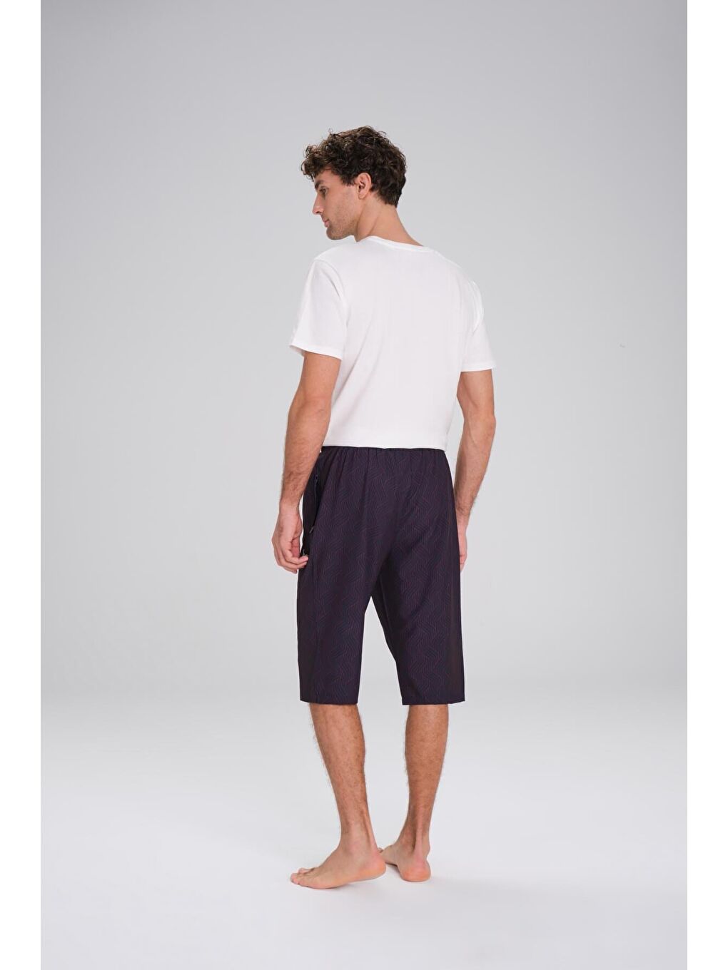 Desenli Siyah Uzun Erkek Havuz Ve Deniz Şortu 249-1