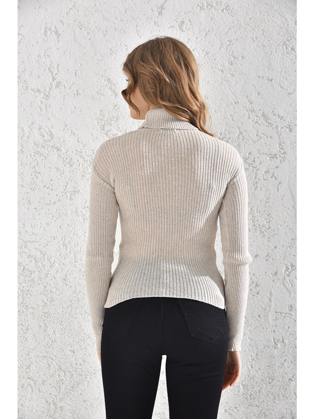 Bej Kadın Balıkçı Yaka Orlon Badi Triko 4452-4