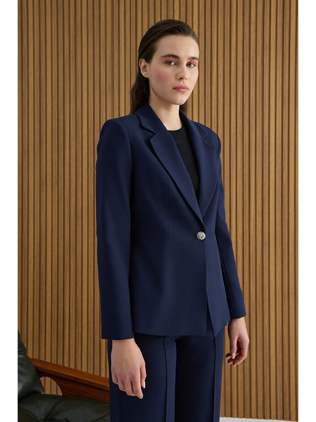 Lacivert Dokuma Ceket-4