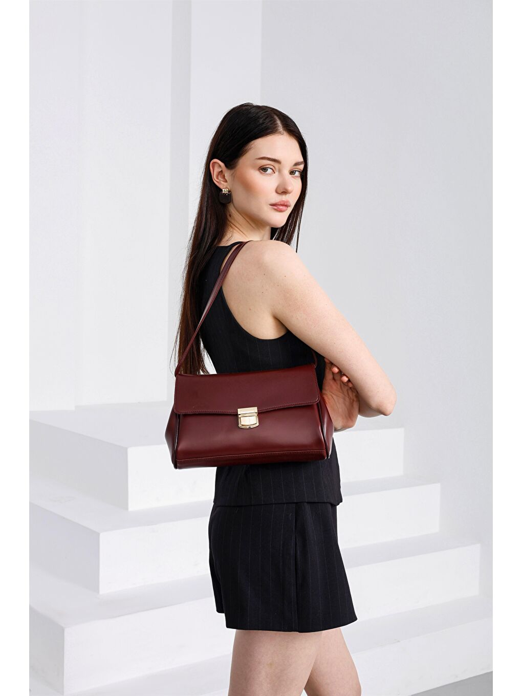 Lauren City Baget Çanta Bordo