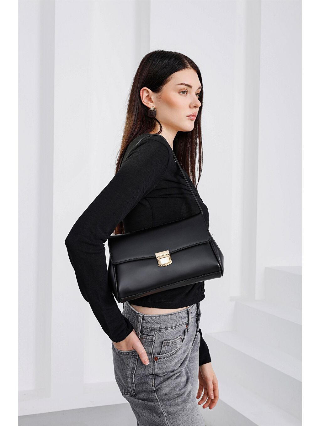 Lauren City Baget Çanta Siyah