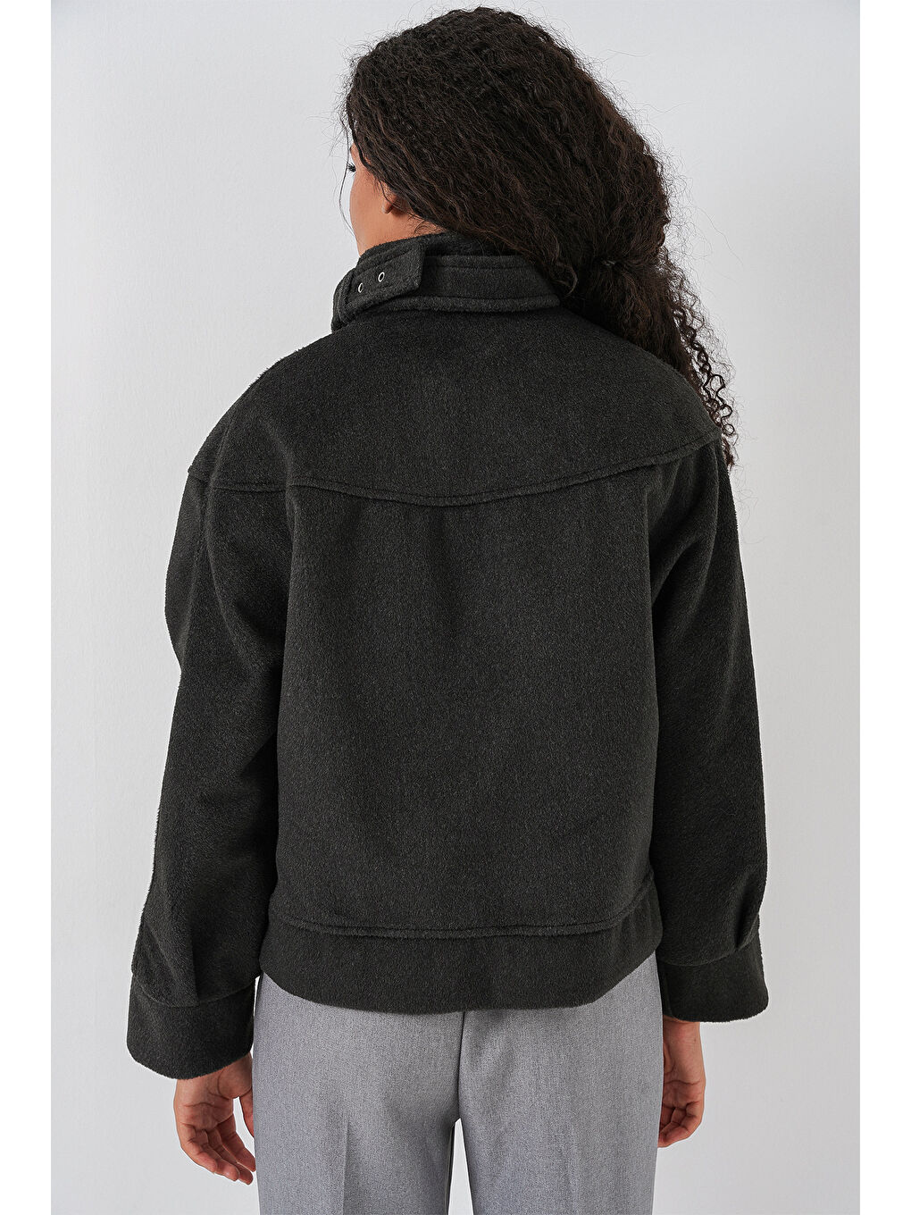 Kadın Oversize Bomber Ceket 0729 - Antrasit-5