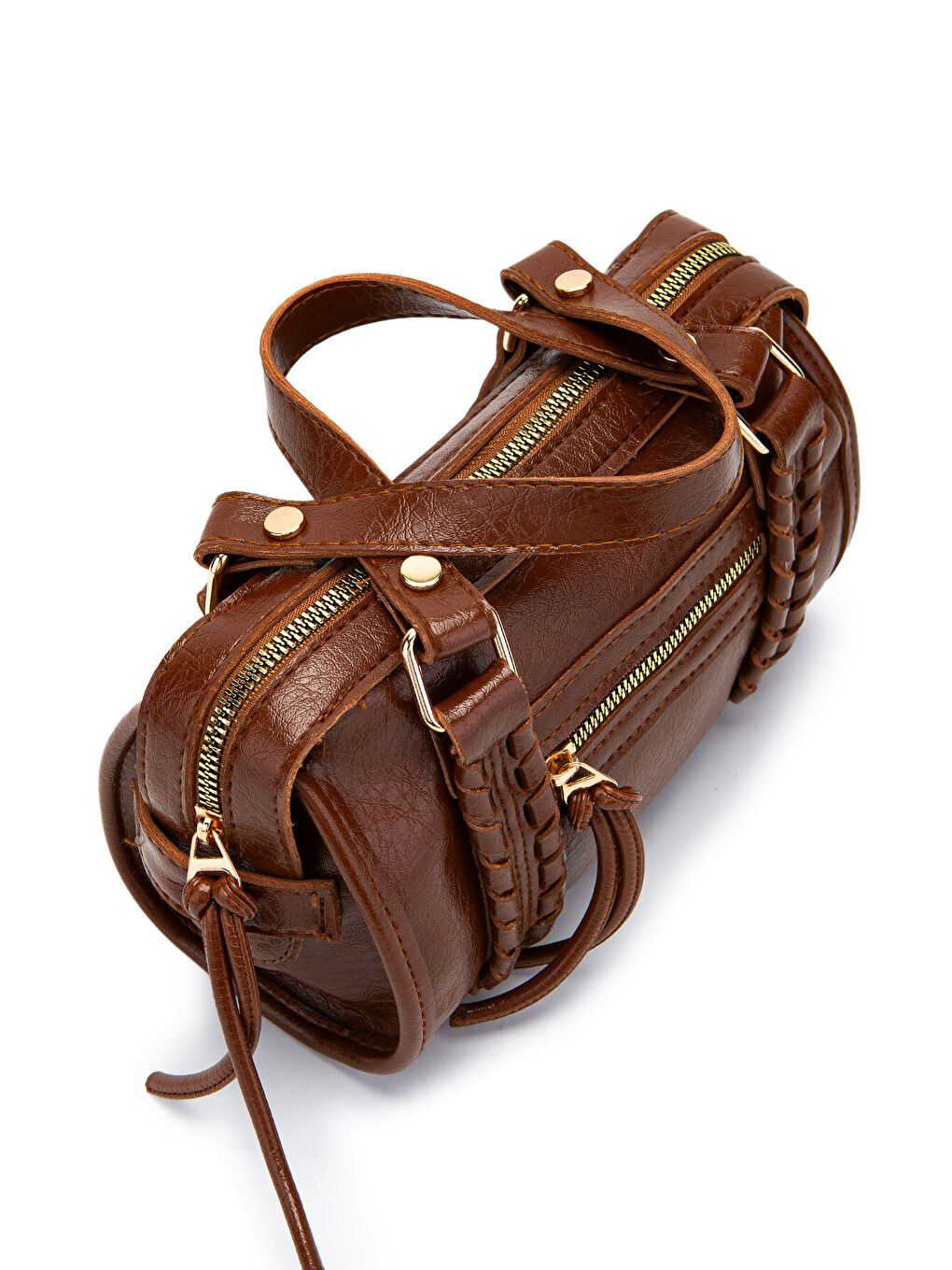 Kahverengi Örgü Ve Sarkıt Detaylı Jimmy Kadın Çapraz Çanta Taba-1