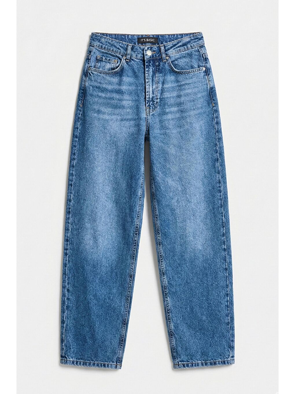 Kadın Mavi Cindy 4s6-4 Skater Fit Bol Kesim %100 Pamuk Denim Jean-2