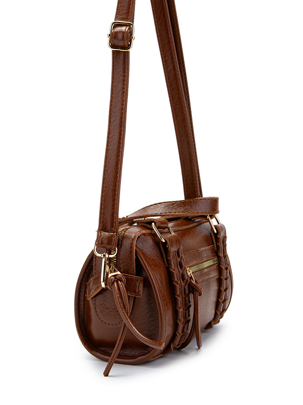 Kahverengi Örgü Ve Sarkıt Detaylı Jimmy Kadın Çapraz Çanta Taba-3