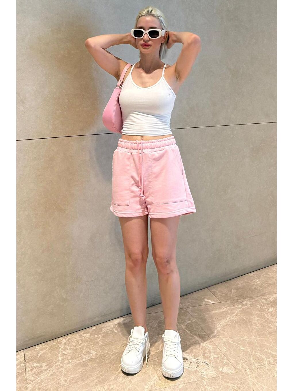 Pembe Basic Kadın Şort Mg2511-2