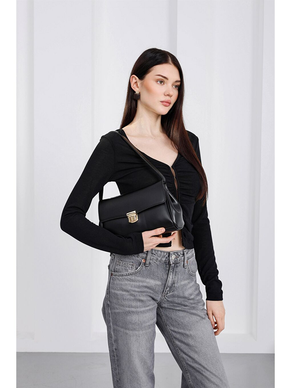 Lauren City Baget Çanta Siyah-1