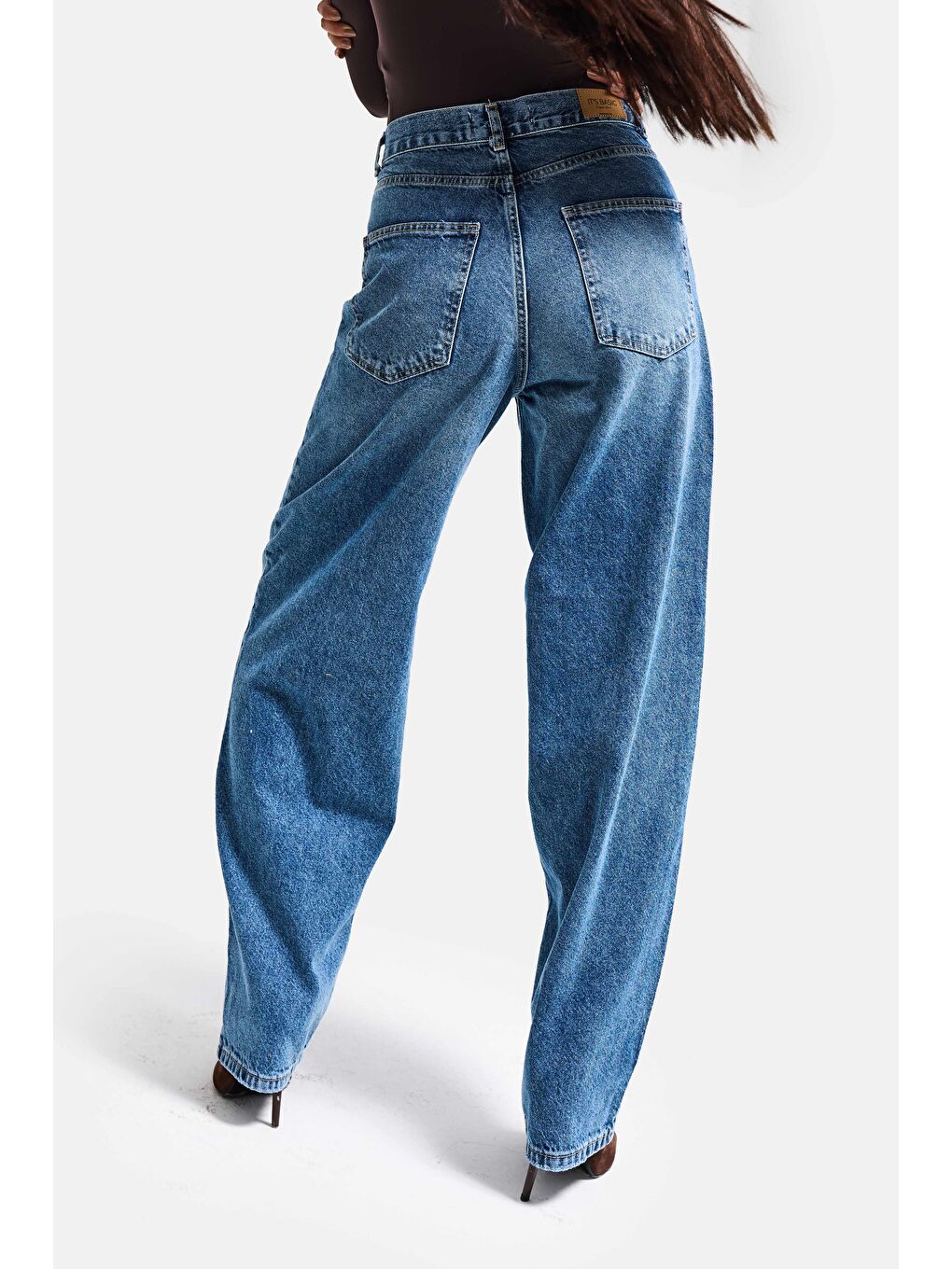 Kadın Mavi Cindy 4s6-4 Skater Fit Bol Kesim %100 Pamuk Denim Jean-3