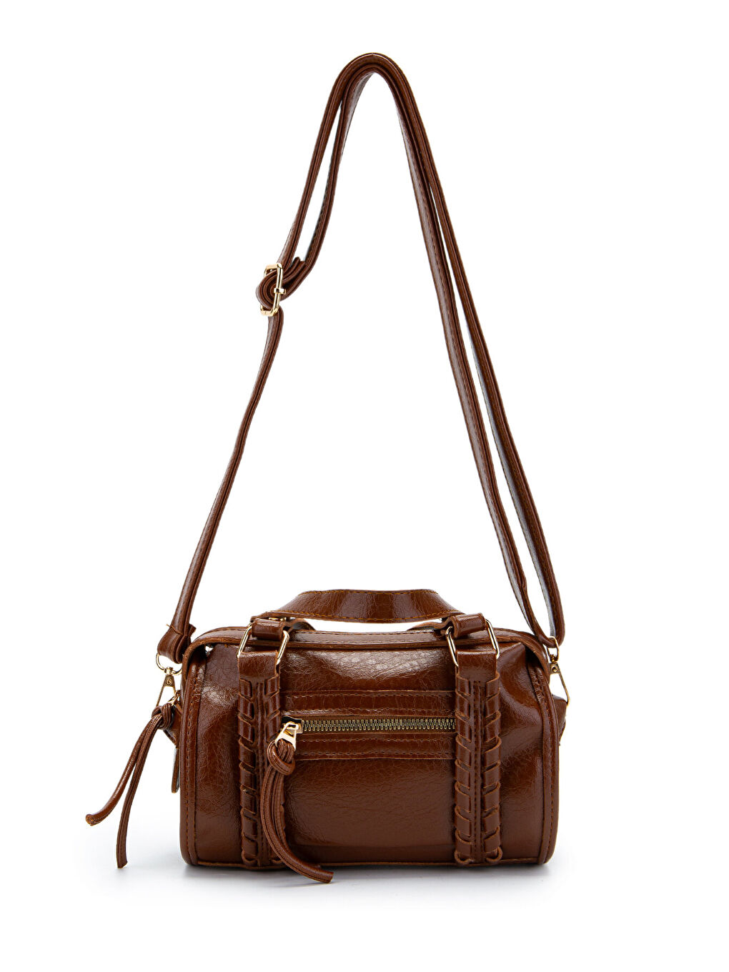 Kahverengi Örgü Ve Sarkıt Detaylı Jimmy Kadın Çapraz Çanta Taba-4